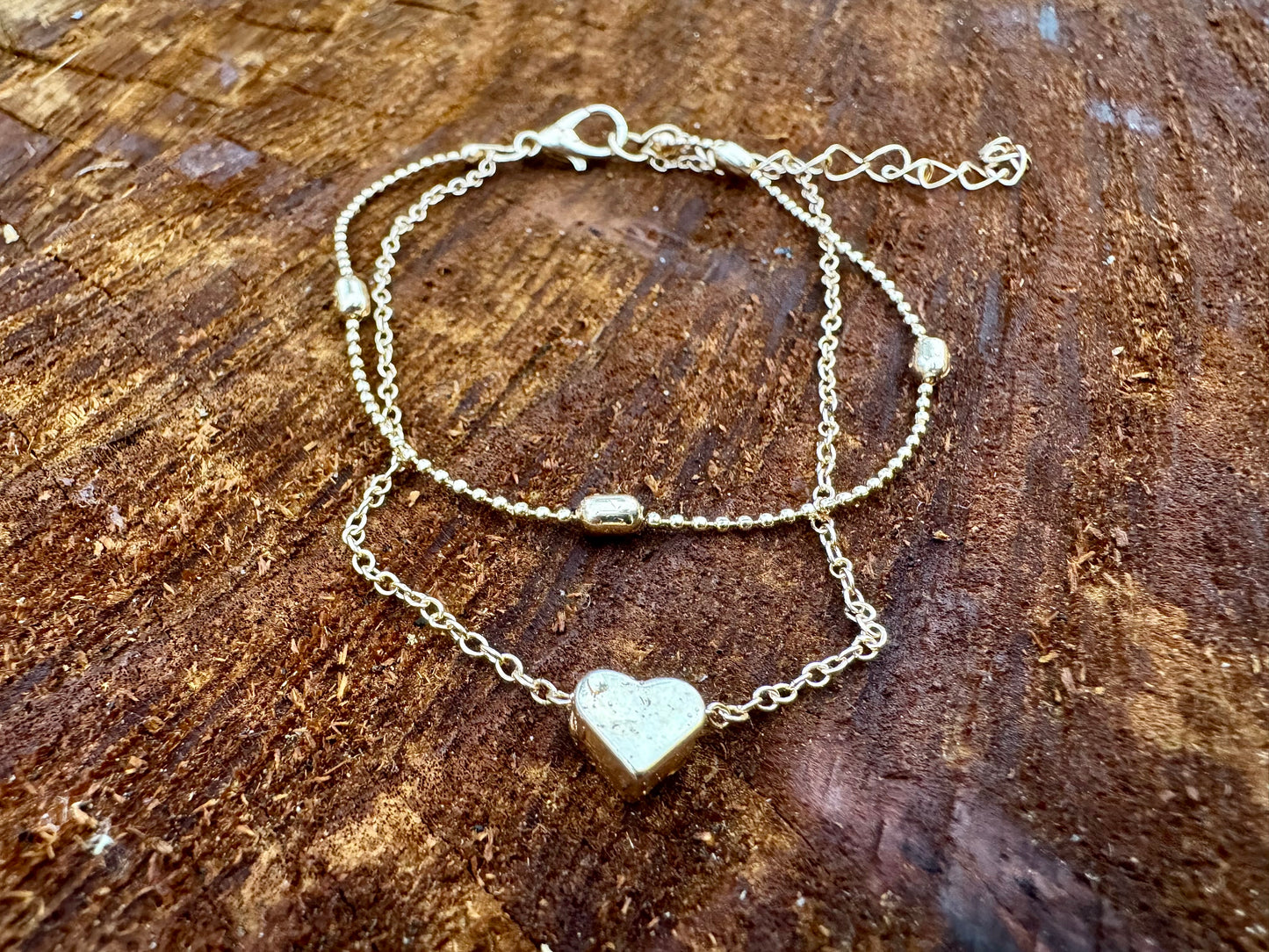 Gold Layered Heart Chain Anklet