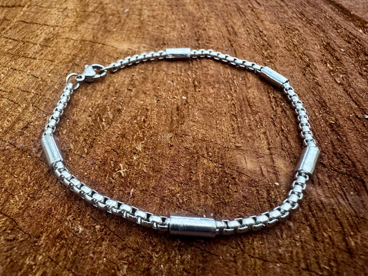 Silver Bar Link Bracelet