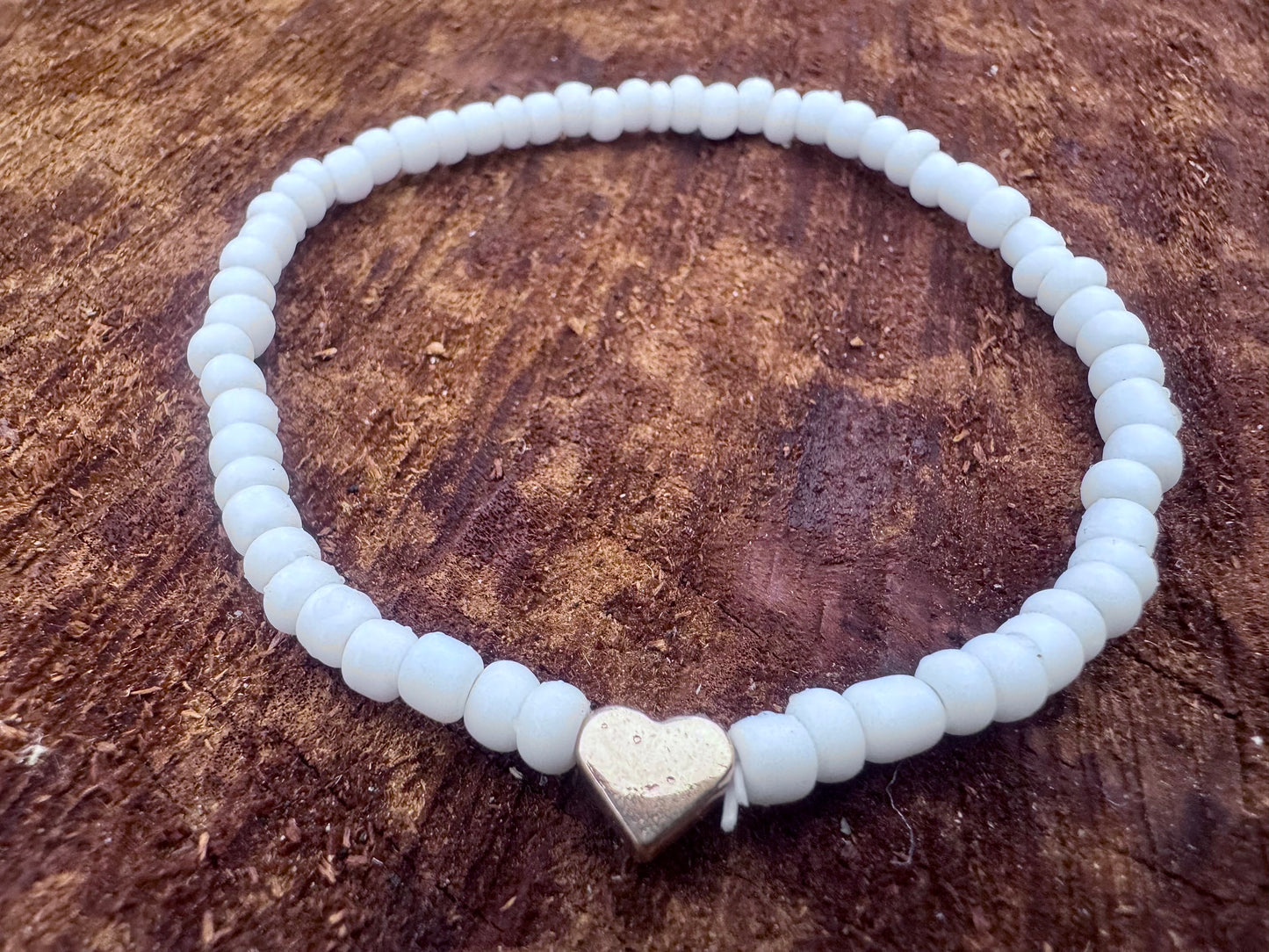 White Heart Bead Bracelet